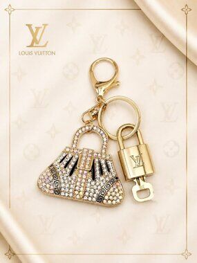 Authentic LV Gold Padlock & Key 🔑 Bag Charm / Unbranded Bag Keychain Combo